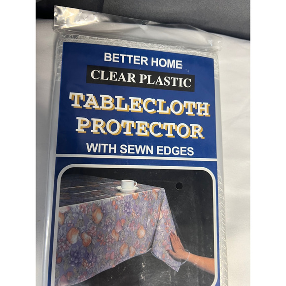 Vintage Better Home Tablecloth Protector Clear Plastic Sewn Edges 60x108 NIP! - Picture 3 of 6